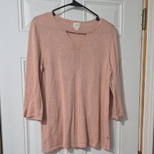 Chico's Ribbed 3/4 Sleeves Knit Top